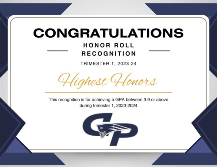  Trimester 1 Honor Roll
